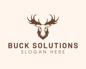 Buck Caribou Antler logo design