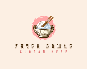 Rice Bowl Chopsticks logo design