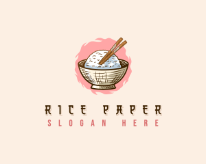 Rice Bowl Chopsticks logo design