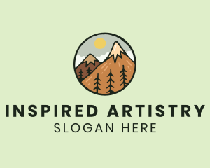 Forest Mountain Peak logo design