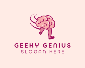 Running Brain Genius logo design