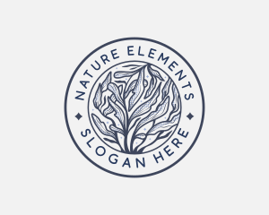 Natural Organic Floral Leaves logo design