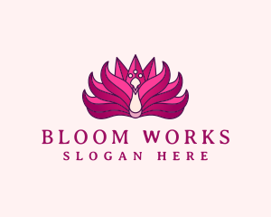 Lotus Flower Peacock logo design