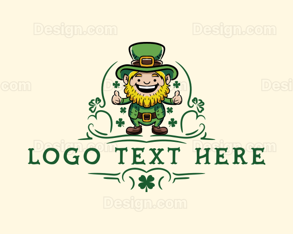 Happy Leprechaun Shamrock Logo