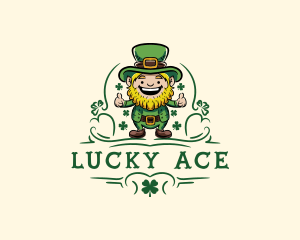 Happy Leprechaun Shamrock logo design