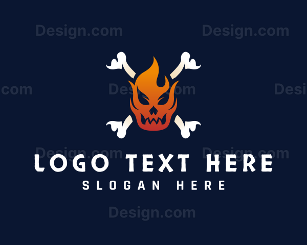 Fire Skull Crossbones Logo