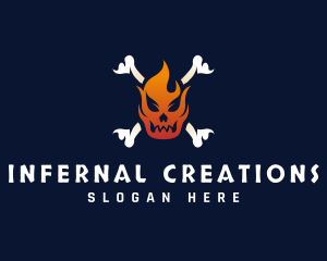 Fire Skull Crossbones logo design