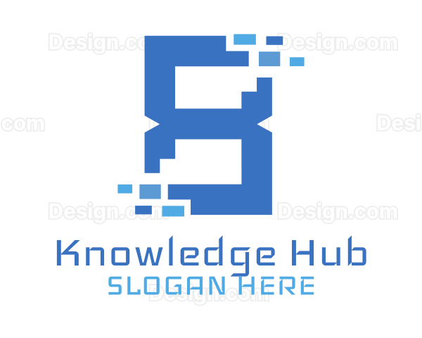 Blue Digital Number 8 Logo