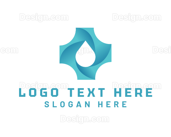 Water Droplet Cross Logo