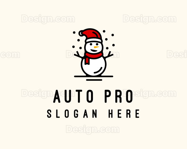 Christmas Snowman Holiday Logo