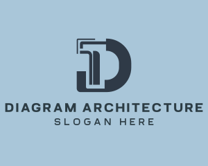 Architecture Blueprint Letter D logo