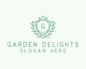 Natural Crown Shield Floral logo design