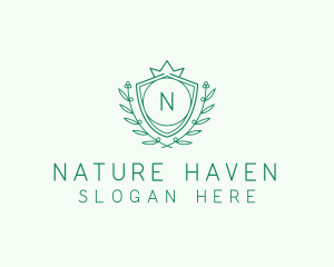 Natural Crown Shield Floral logo design