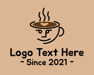Heart - Cute Coffee Cup Face logo design
