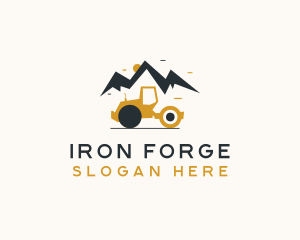 Mountain Construction Roller logo design