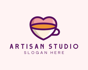 Coffee Cup Love Heart logo design