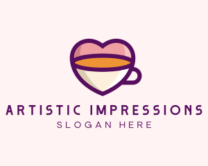 Coffee Cup Love Heart logo design