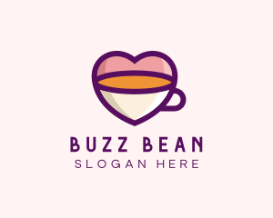 Coffee Cup Love Heart logo design