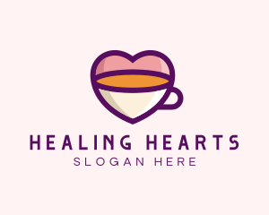 Coffee Cup Love Heart logo design