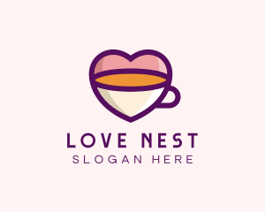 Coffee Cup Love Heart logo design