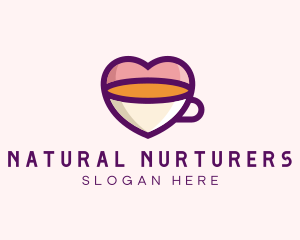 Coffee Cup Love Heart logo design