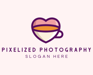 Coffee Cup Love Heart logo design