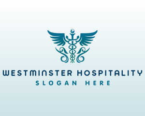 Caduceus Wings Hospital logo design