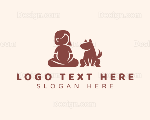 Girl Dog Pet Logo