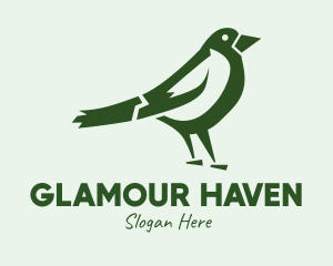 Green Sparrow Bird  Logo