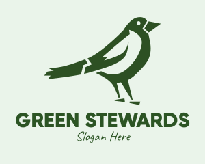 Green Sparrow Bird  logo design