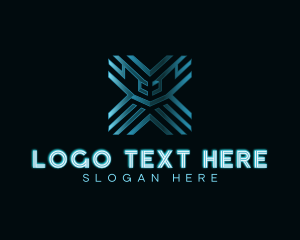 Futuristic Technology Letter X logo