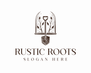 Rustic Gardening Shovel logo design