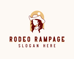 Western Cowgirl Woman logo design