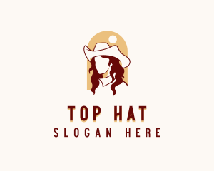 Western Cowgirl Woman logo design