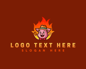 Pig Barbecue Flames logo