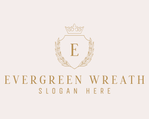 Crown Wreath Shield logo design