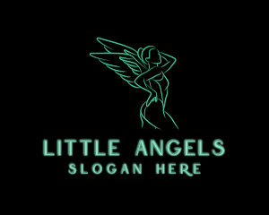 Neon Sexy Woman Wings logo design