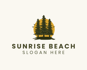 Tree Forest Sunrise logo design