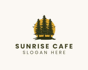 Tree Forest Sunrise logo design