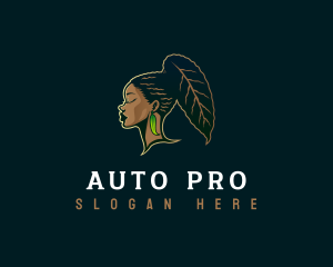 Leaf Woman Afro logo