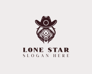 Western Cowgirl Woman logo design