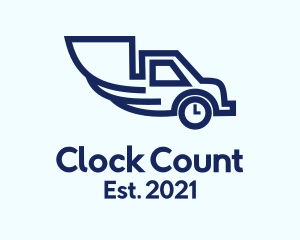 Blue Truck Clock  logo design