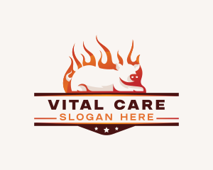 Pork Flame Barbecue Logo