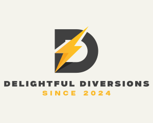 Electric Bolt Letter D logo design