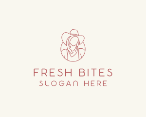 Cowgirl Farmer Woman logo design