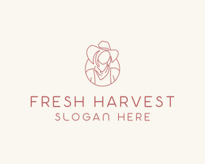 Cowgirl Farmer Woman logo design