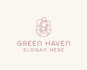 Cowgirl Farmer Woman logo design