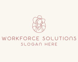 Cowgirl Farmer Woman logo design