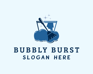 Bucket Mop Bubbles logo design