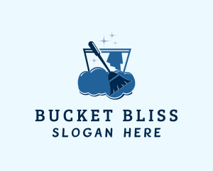 Bucket Mop Bubbles logo design